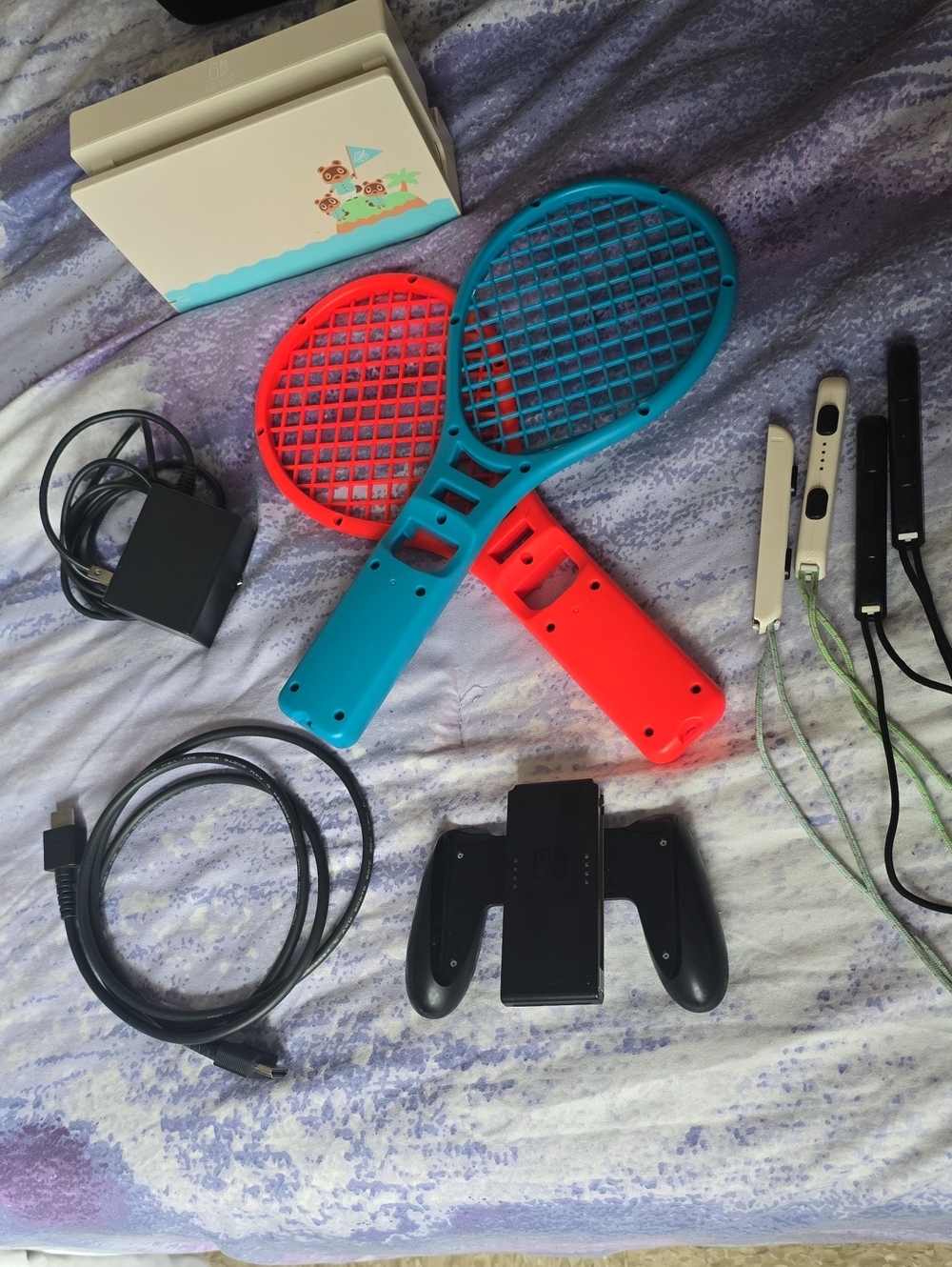Nintendo Neon Blue and Neon Red Joy-Con Tennis Racket Attachments